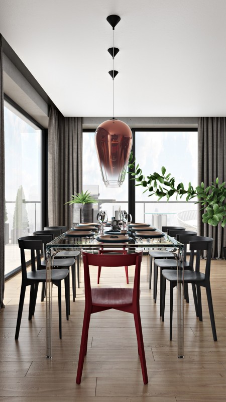 Бетонные стены и яркие произведения искусства - стильное оформление квартиры Бетонные стены и яркие произведения искусства - стильное оформление квартиры