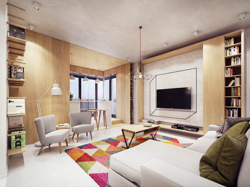 Комфортабельная современная квартира с красочными акцентами