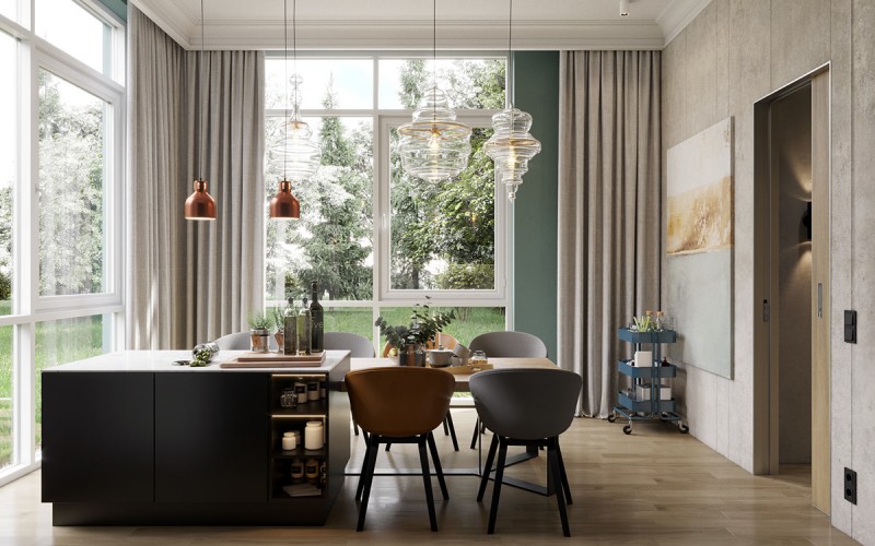 Натуральные материалы и уютная атмосфера в дизайне загородного дома