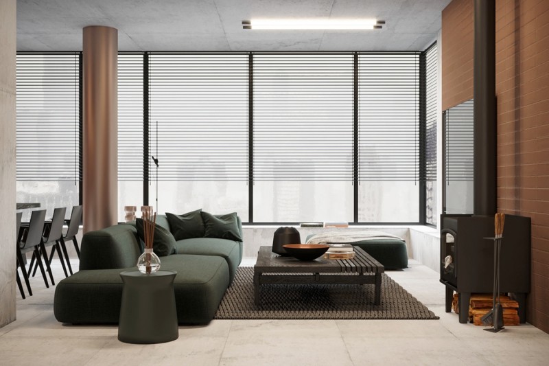 Проект лофта в темных тонах