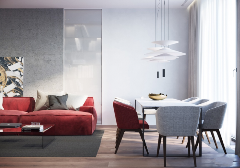 Использование традиционной восточной красной и черной гаммы в сочетании с прохладным серым Использование традиционной восточной красной и черной гаммы в сочетании с прохладным серым