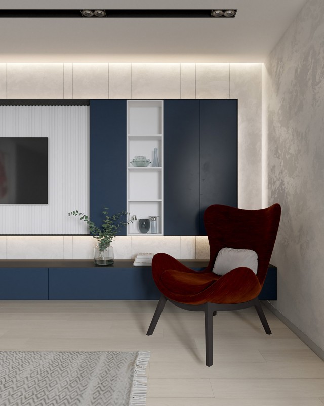 Акцентная мебель в монохромном интерьере