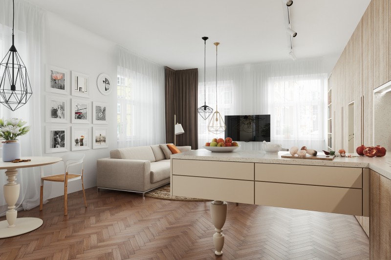 Деревянные акценты в интерьере эклектичных апартаментов Деревянные акценты в интерьере эклектичных апартаментов