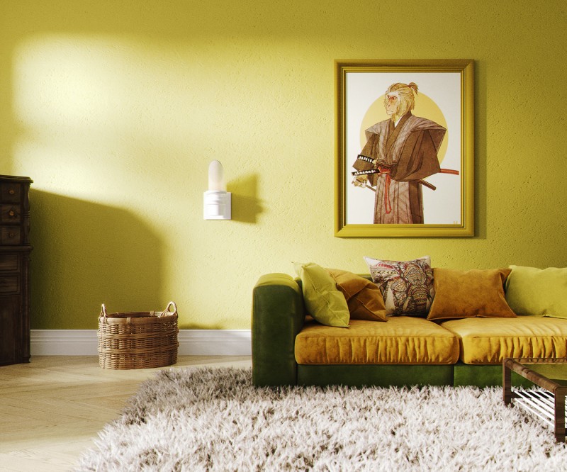 Интерьер гостиной с яркими акцентами