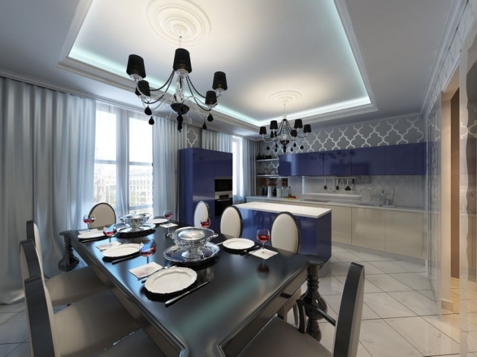 Дизайн интерьера кухни и столовой