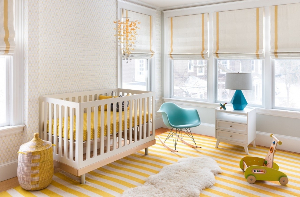 Современная, солнечная детская комната, интерьер которой разработан дизайнером Amanda Reid (Mandarin