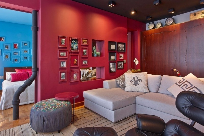 Яркий и красочный дизайн интерьера квартиры в Бразилии.