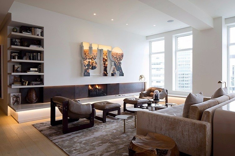 Интерьер апартаментов, расположенных на 10-ом этаже дома, расположенного в районе Tribeca в Нью-Йорк