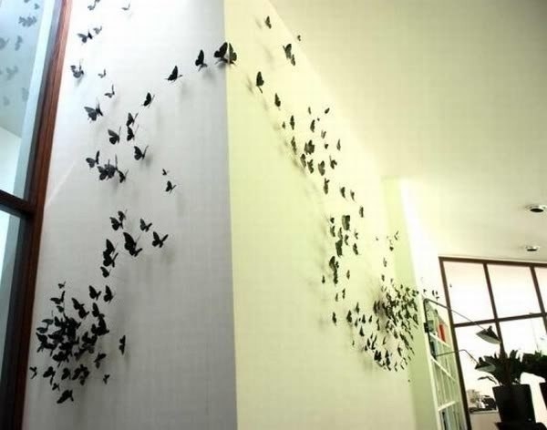 Украшение стены бабочками