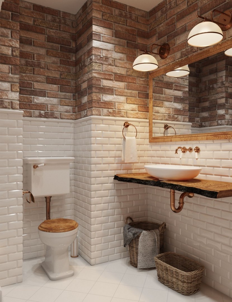 Дизайн ванной комнаты: смесь лофта и фьюжена 