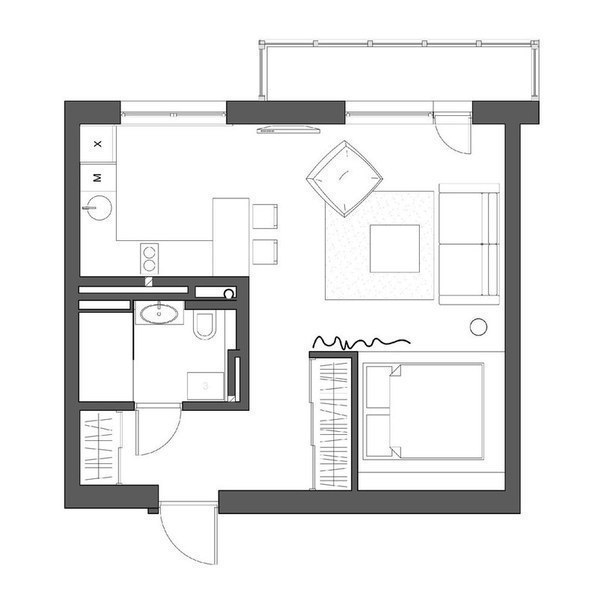 Проект небольшой квартиры для 2 человек