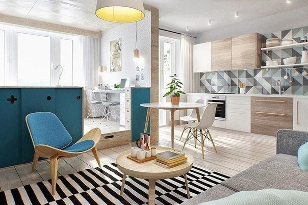 Дизайн проект однокомнатной квартиры- студии для молодой пары