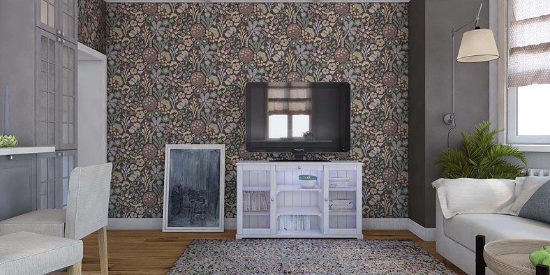 Дизайн интерьера однокомнатной квартиры в сером цвете