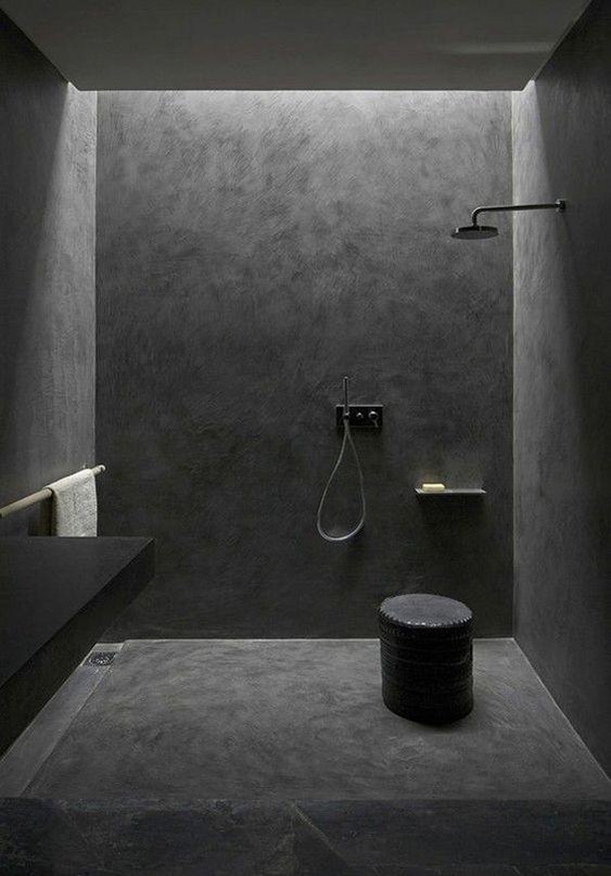 Чёрная-чёрная ванная комната