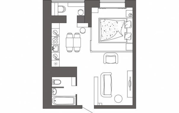 Дизайн интерьера квартиры 32м2