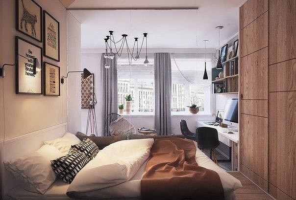 Современный дизайн квартиры-студии + проект с 3D планировкой (40 м2)