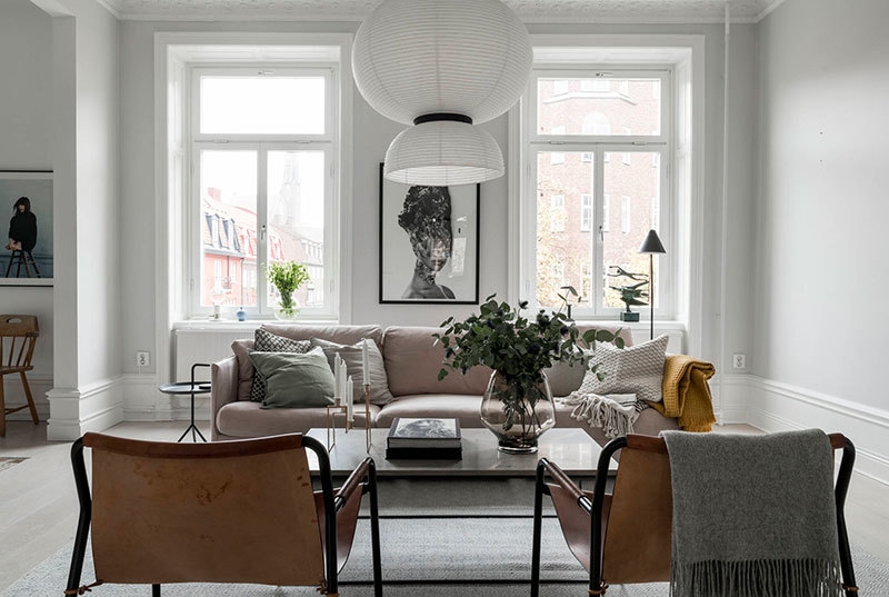 Нежные пастельные тона и много воздуха: красивая квартира в Стокгольме