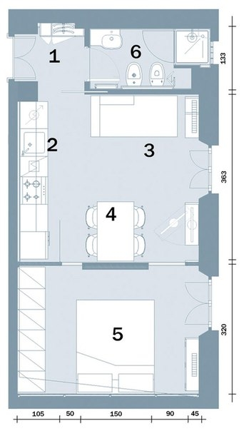 Дизайн интерьера квартиры площадью 35 кв.м.