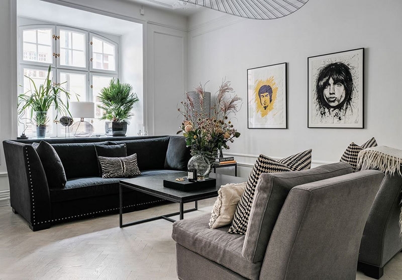 Экстравагантные детали в интерьере эелегантной квартиры в Швеции
