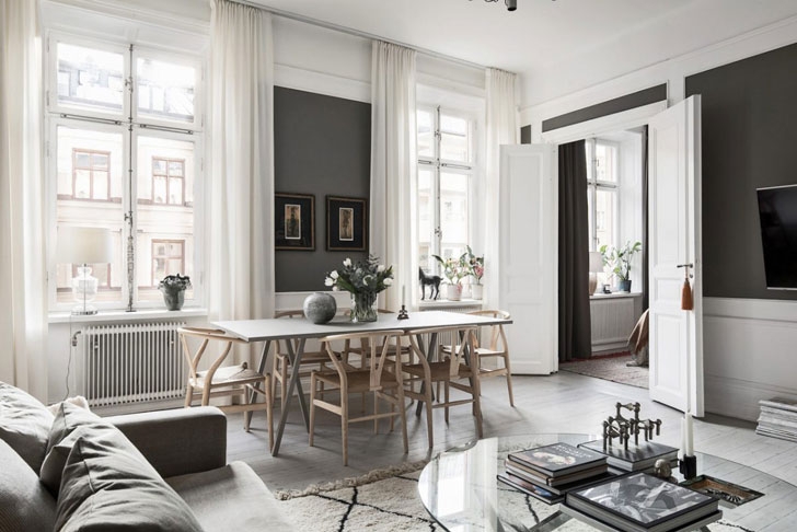 Стильная бело-серая квартира в Швеции (71 кв. м)