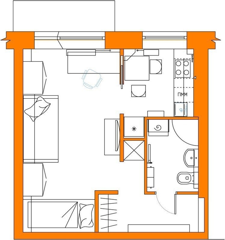 Дизайн квартиры в хрущёвке 28 кв.м.