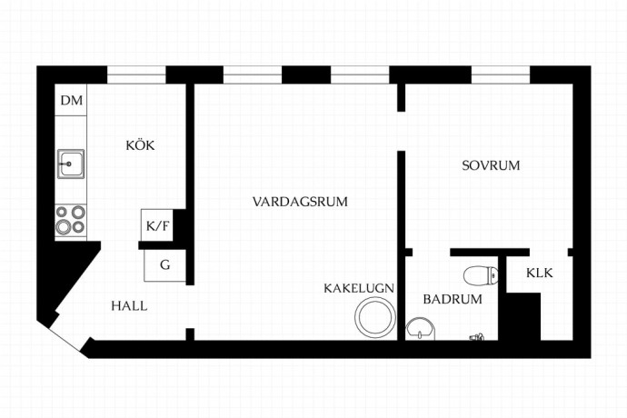 Квартира площадью 49 м2 в Стокгольме
