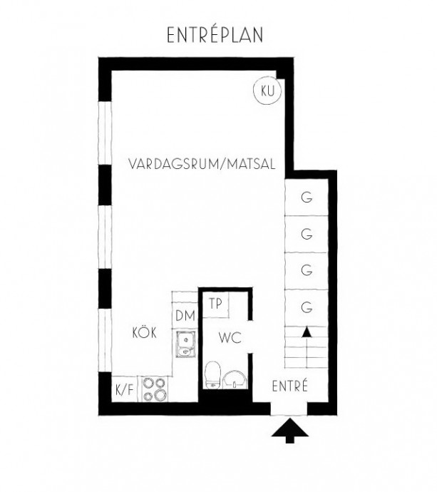 Мансардная квартира площадью 79 м2 в Стокгольме