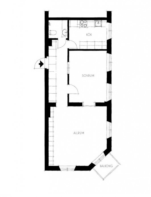 Квартира площадью 56 м2 в Стокгольме