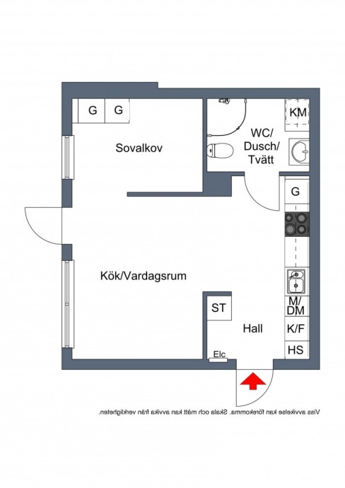 Квартира-студия площадью 34 м2 в Швеции