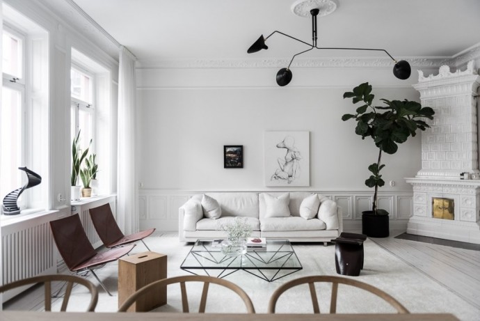 Белоснежный интерьер шведской квартиры площадью 97 м2