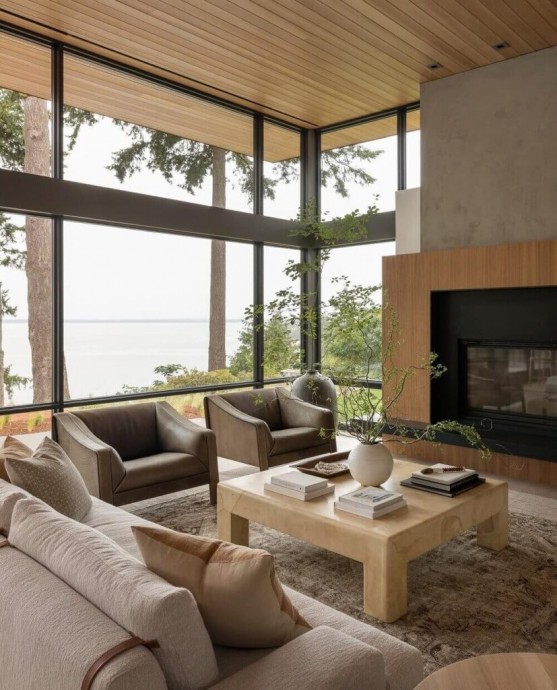 Современный дом с видом на залив Беллингхем, штат Вашингтон