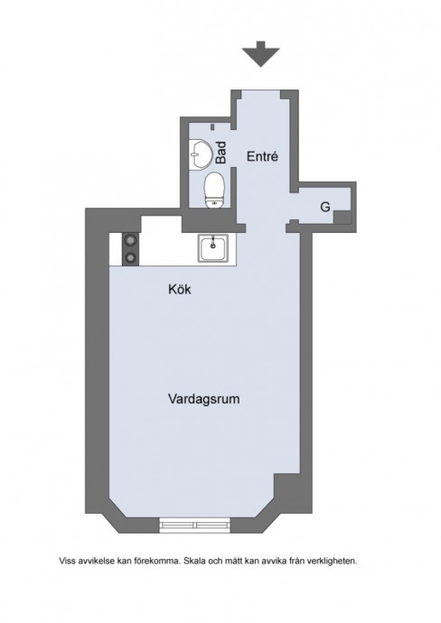 Шведская студия площадью 21 м2