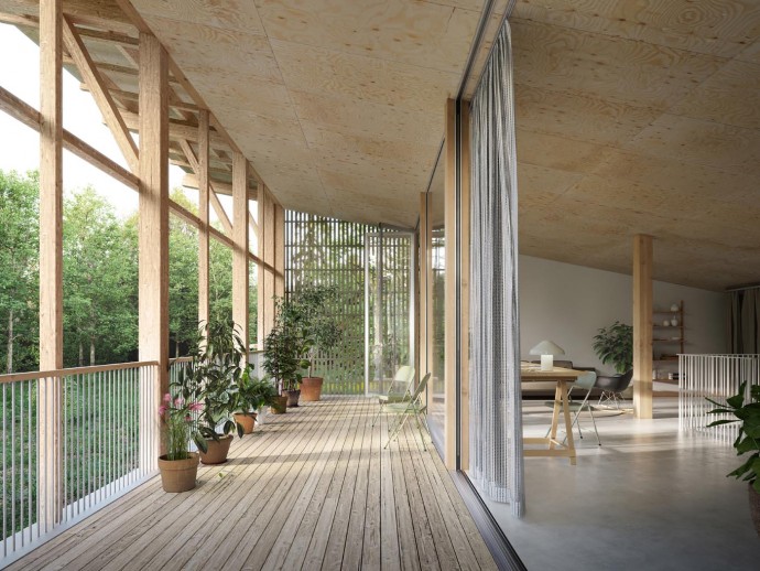 Современный деревянный дом недалеко от Парижа