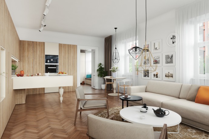 Деревянные акценты в интерьере эклектичных апартаментов