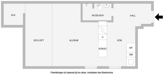 Шведская квартира-лофт площадью 27 м2