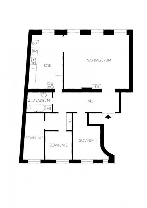 Квартира площадью 90 м2 в Стокгольме