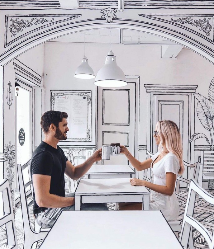 Уникальный дизайн Greem Caf&eacute; в Сеуле