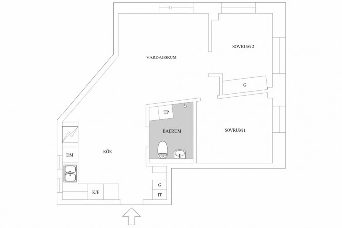 Интерьер квартиры площадью 53 м2