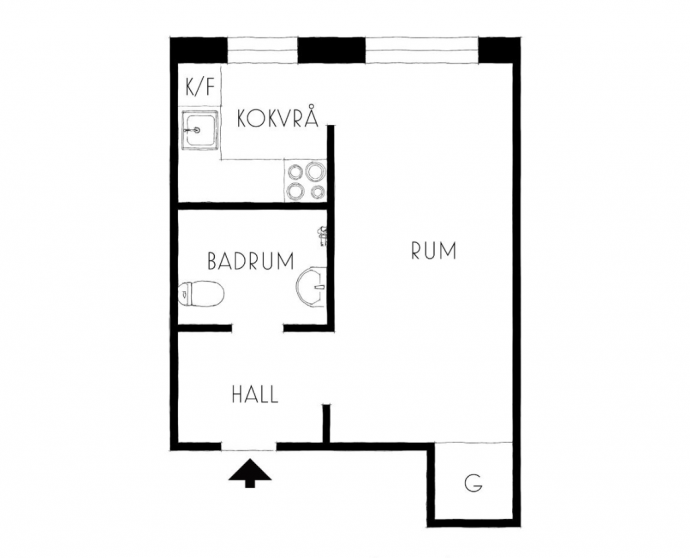 Квартира-студия площадью 21 м2 в Стокгольме