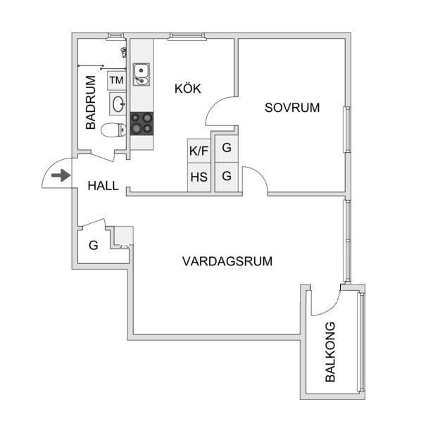 Квартира в Стокгольме площадью 51 м2