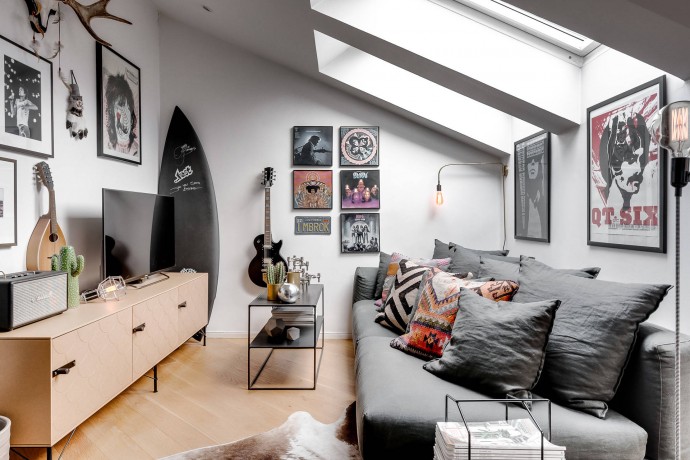 Мансардная квартира-лофт площадью 150 м2 в Стокгольме