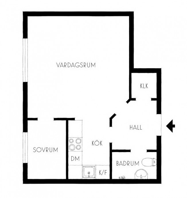 Квартира площадью 36 м2 в Стокгольме