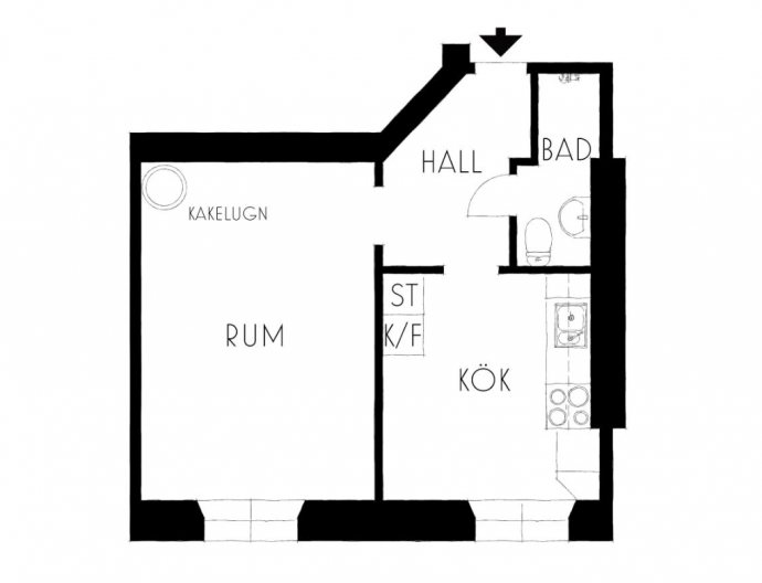 Квартира-студия площадью 35 м2 в Стокгольме
