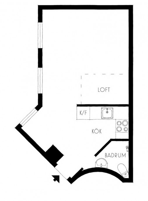 Квартира-студия площадью 26 м2 в Стокгольме