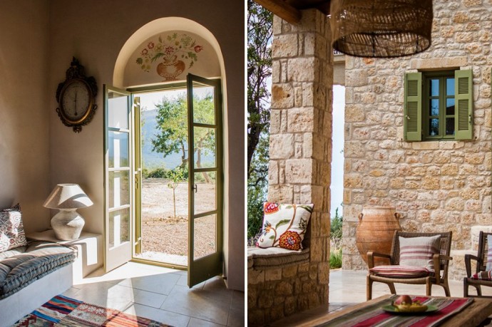 Стилизованный под старинный современный каменный дом для британской семьи в Греции