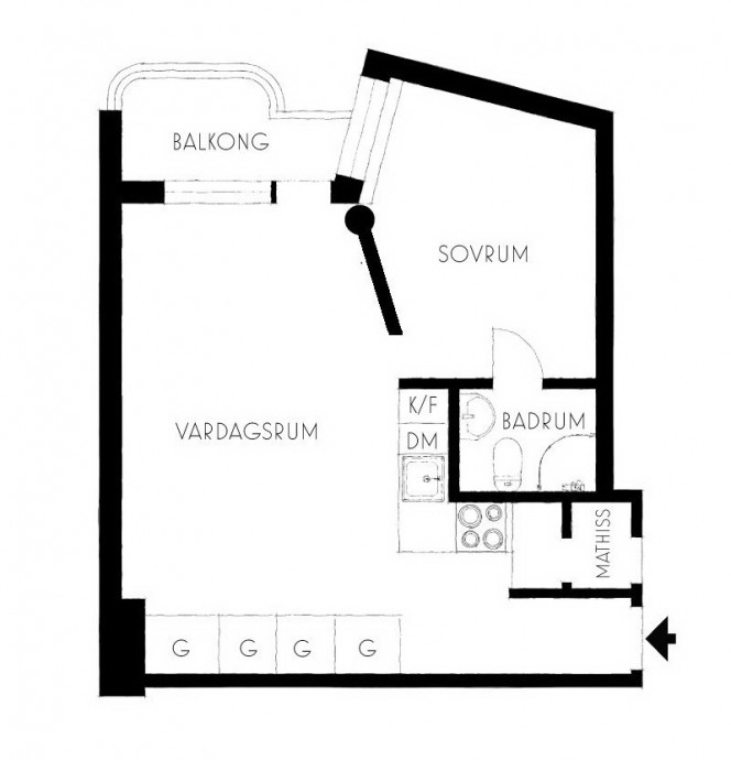 Квартира площадью 44 м2 в доме Collective House в Стокгольме