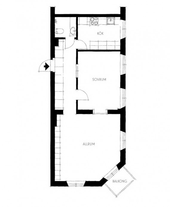 Квартира площадью 56 м2 в Стокгольме