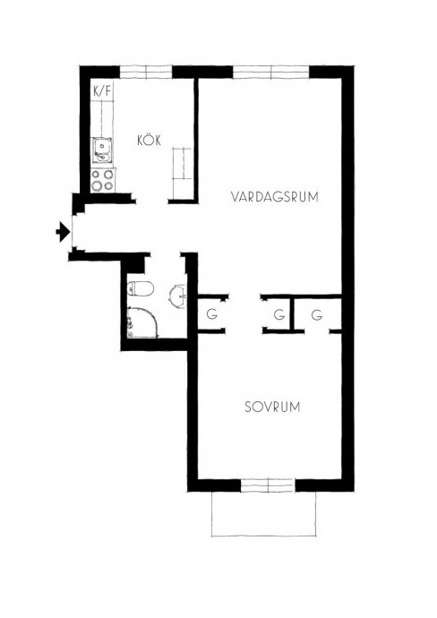 Квартира площадью 45 м2 в Стокгольме