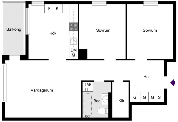 Квартира площадью 78 м2 в Стокгольме