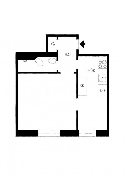 Квартира площадью 28 м2 в Стокгольме